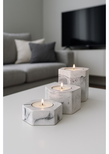 Dekoratif Tealight Mumluk (Mermer) modelleri