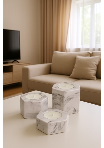Dekoratif Tealight Mumluk (Mermer) fırsatları