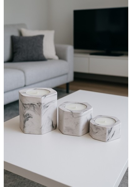 Dekoratif Tealight Mumluk (Mermer) indirimleri