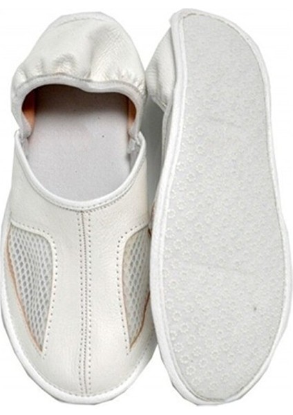 %100 Deri Hac Umre Tavaf Patiği - Beyaz