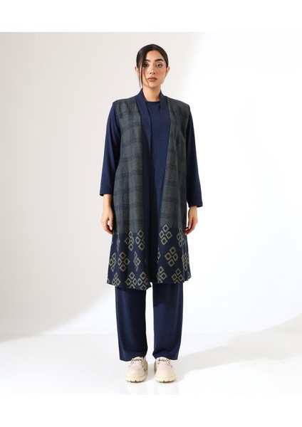 Pamuk Örme Yelek Üç Parça Takım