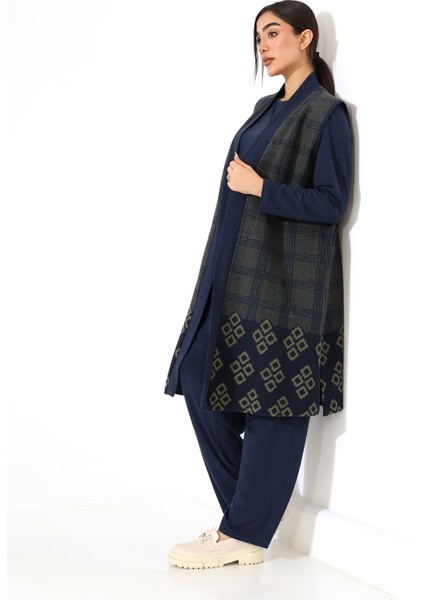 Pamuk Örme Yelek Üç Parça Takım