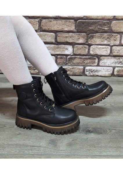 Içi Kürklü Kaydırmaz Kauçuk Taban Suya ve Soğuğa Dayanıklı Bağcıklı ve Fermuarlı Bot