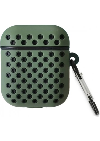 CPT83 Airpods 2 (2.nesil) Spor Delikli Kılıf - Haki Yeşil-Siyah