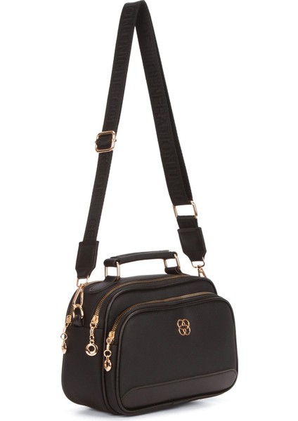 Kadın Kumaş Uzun Askılı El ve Omuz Çantası – Siyah – NEWPOLO370