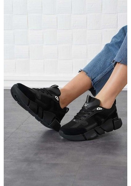 Kadın Ortopedik Tabanlı File Detaylı Sneaker Spor Ayakkabı