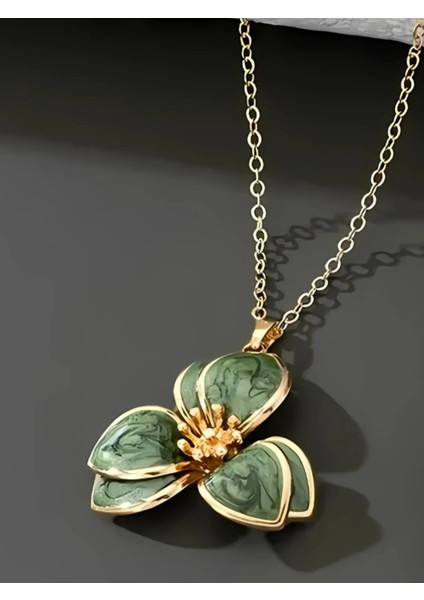 Çiçek Kolye, Zümrüt Yeşili Çelik Kararmaz Kolye fırsatları