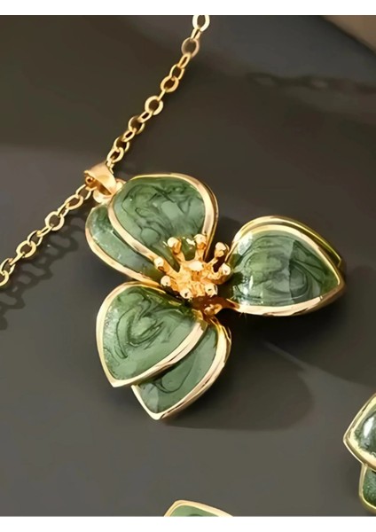 Çiçek Kolye, Zümrüt Yeşili Çelik Kararmaz Kolye indirimleri