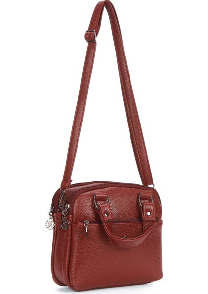 Kadın Deri Uzun Askılı El ve Omuz Çantası – Bordo – NEWPOLO368