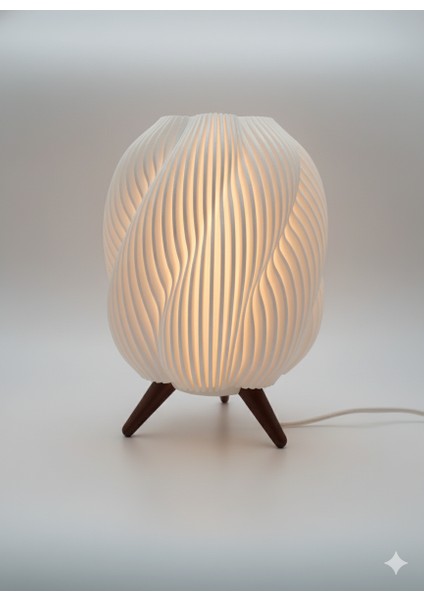 Beyaz Dokulu Trigon Abajur