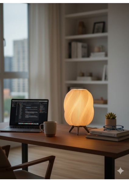 Beyaz Dokulu Trigon Abajur fiyatları