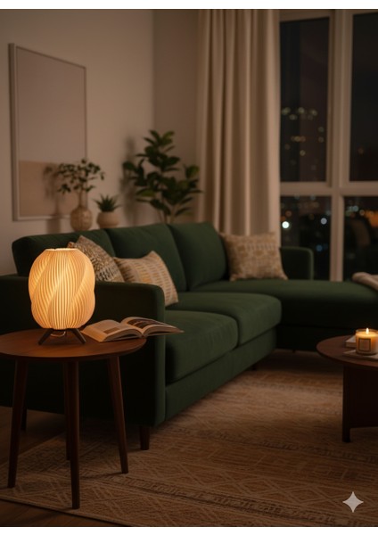 Beyaz Dokulu Trigon Abajur modelleri