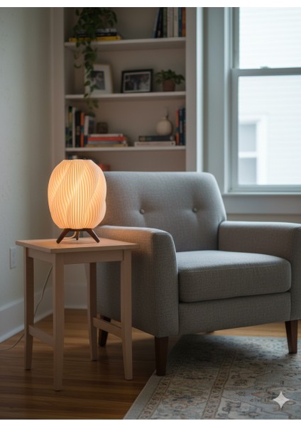 Beyaz Dokulu Trigon Abajur indirimleri