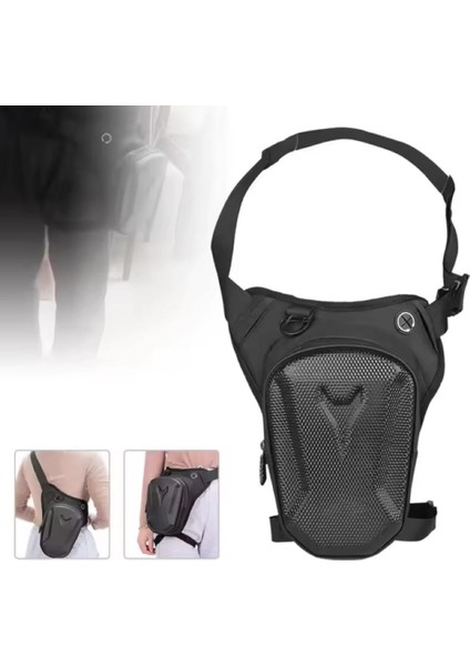 Unısex Ayarlanabilir Askılı Kulaklık Şarj Kablo Çıkışlı Motorcu Omuz Bel Bacak Çantası - Siyah - NEWPOLO367 fiyatları