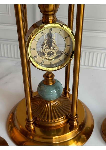 Antik Saatli 3 Parça Konsol Seti Yeşil modelleri