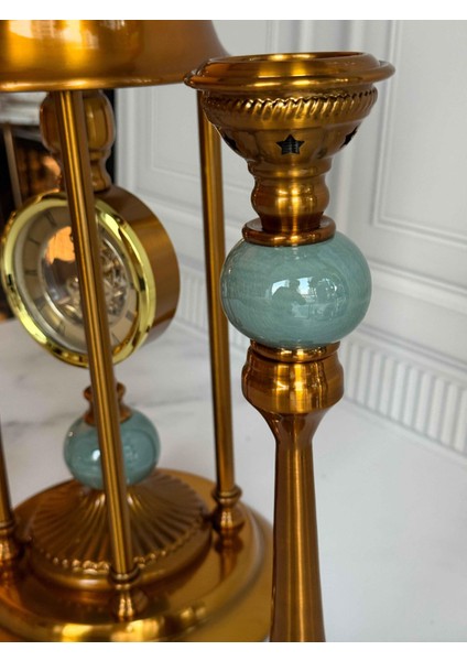 Antik Saatli 3 Parça Konsol Seti Yeşil indirimleri