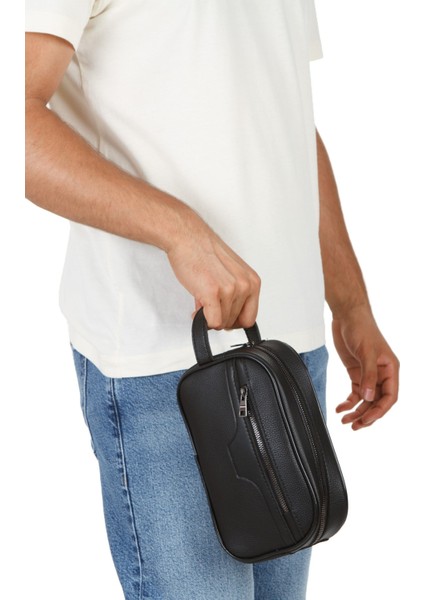 Erkek Deri Portföy Clutch Traş Kozmetik Bakım ve Günlük El Çantası Siyah – NEWPOLO366 indirimleri