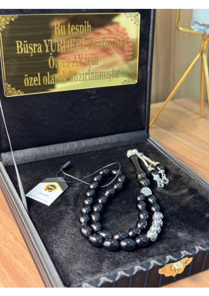 Kişiye Özel Isimli, Kutu Yazılı,orijinal Kehribar Tesbih