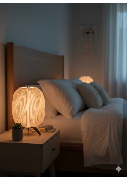 Beyaz Dokulu Trigon Abajur modelleri