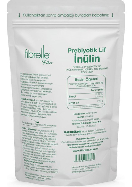 Prebiyotik Lif Inulin 1 kg fiyatları