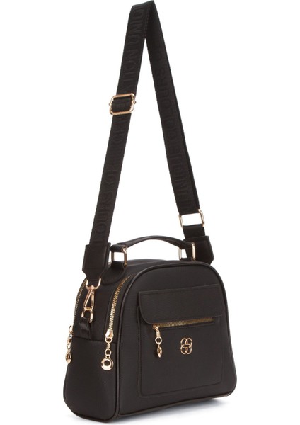 Kadın Kumaş Uzun Askılı El ve Omuz Çantası – Siyah – NEWPOLO372