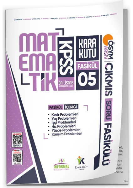 Karakutu Yayınları 2026 KPSS Ön Lisans Matematik Kara Kutu 5.Fasikül ÖSYM Çıkmış Soru Bankası PROBLEMLER 2 Çözümlü