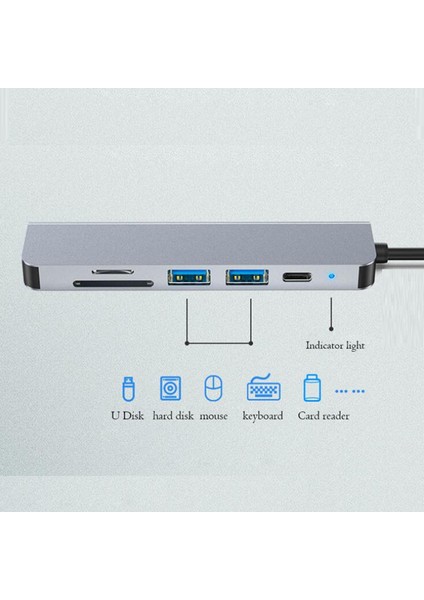 6 In 1 Çevirici Çoğaltıcı Type-C Hub Pc Tablet Tel 4K HDMI USB 3.0/2.0 Sd Tf Okuyucu fırsatları
