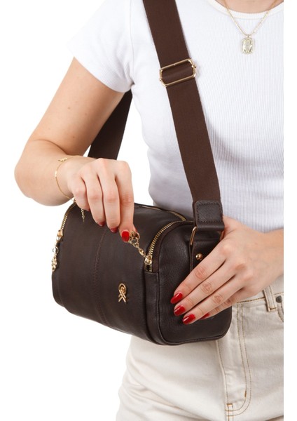 Kadın Deri Uzun Askılı El ve Omuz Çantası – Kahverengi – NEWPOLO369