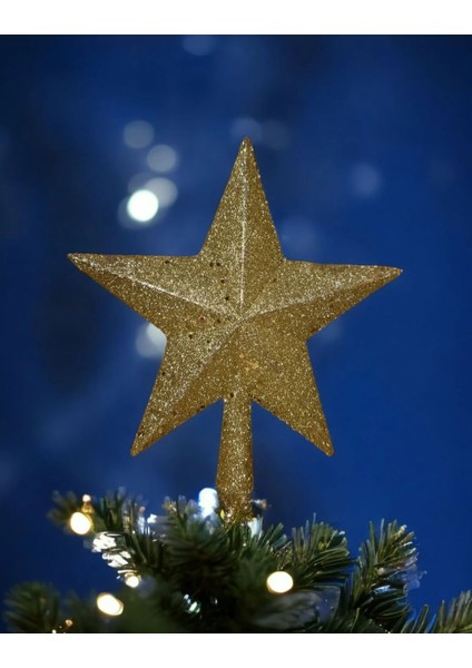 Yılbaşı Ağaç Yıldızı, Tepe Yıldızı, Çam Ağacı Süsü, Yıldız Süs Gold