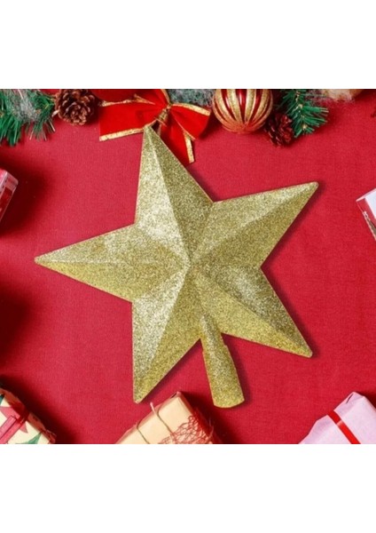 Yılbaşı Ağaç Yıldızı, Tepe Yıldızı, Çam Ağacı Süsü, Yıldız Süs Gold