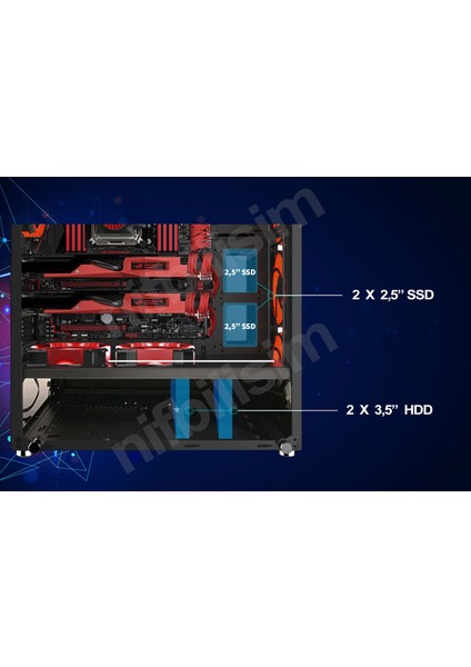Nif Bilişim 4 Adet RGB Işıklı Fanlı Oyuncu Gamer Bilgisayar Kasası Temper Camlı PSU Hariç fiyatları