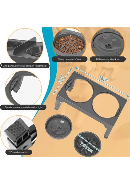 Yeni Nesil Yavaş Yeme Köpek Mama Su Kabı 4 Kademeli Yükseklik Sıçrama Önleyen Su Kabı Pratik Kurulum fiyatları