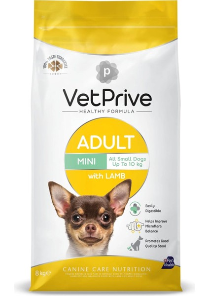 Vet Prive Mini ve Küçük Irk Yetişkin Köpek Maması Kuzu Etli 8 kg
