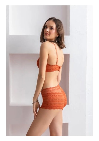 Dantel Detaylı V Yaka Kadın Bralet Sütyen ve Boxer Takım fırsatları