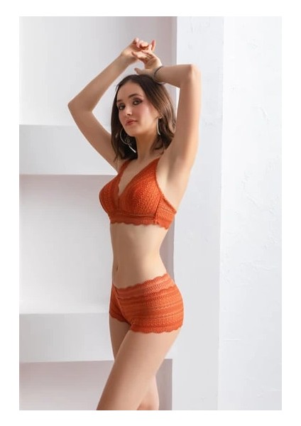 Dantel Detaylı V Yaka Kadın Bralet Sütyen ve Boxer Takım indirimleri