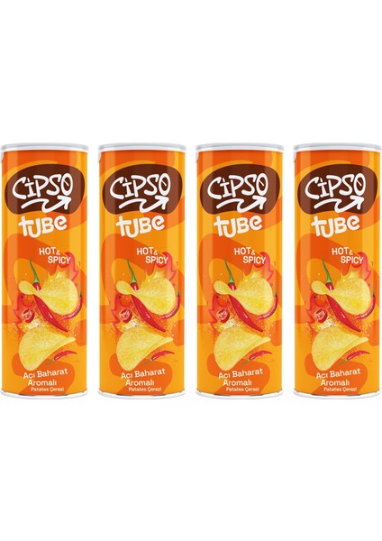 Tube Acı Baharat Aromalı Cips 160 gr x 4 Adet