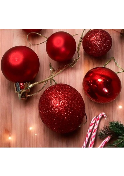 6'li Kırmızı 5 cm Yılbaşı Topu, Noel Topu, Çam Ağacı Topu, Süs Topu fiyatları