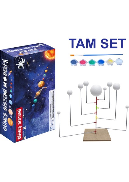 Güneş Sistemi Gezegenler Deney Seti + 6'lı Boya + Fırça Tam Set