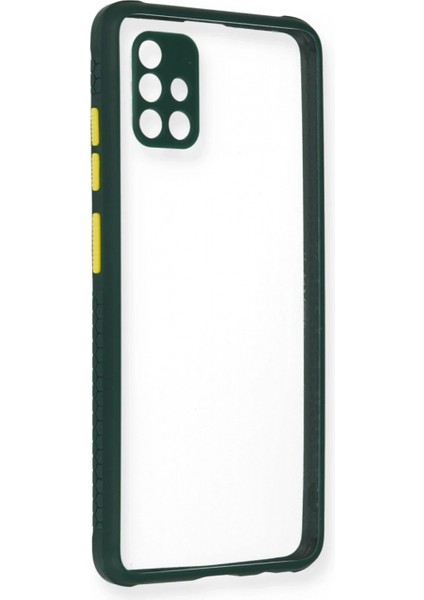 Ieg Samsung Galaxy A71 Kılıf Miami Şeffaf Silikon - Koyu Yeşil