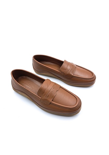 B260700 Iç Dış Hakiki Yumuşak Deri Kadın Taba Renk Makosen Ayakkabı