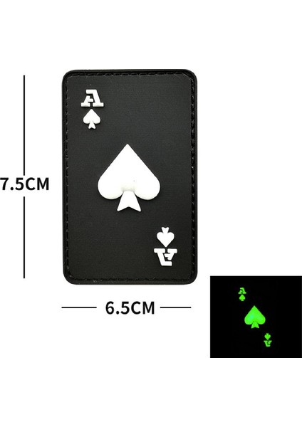 Da 3D Pvc Patch Maça As Fosforlu Siyah DA-NAS-206