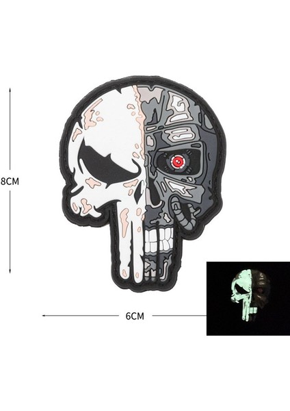 Da 3D Pvc Patch Termınator Skull Kuru Kafa Fosforlu DA-NAS-226