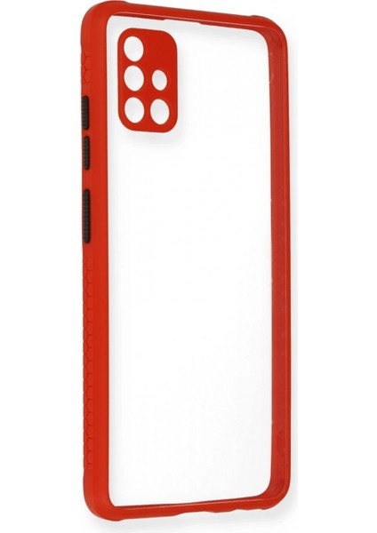 Ieg Samsung Galaxy A71 Kılıf Miami Şeffaf Silikon - Kırmızı