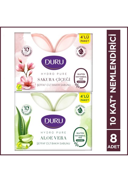 Hydro Pure Aloe Vera & Sakura 8 Adet Şeffaf Cilt Bakım Sabunu 8X135 gr