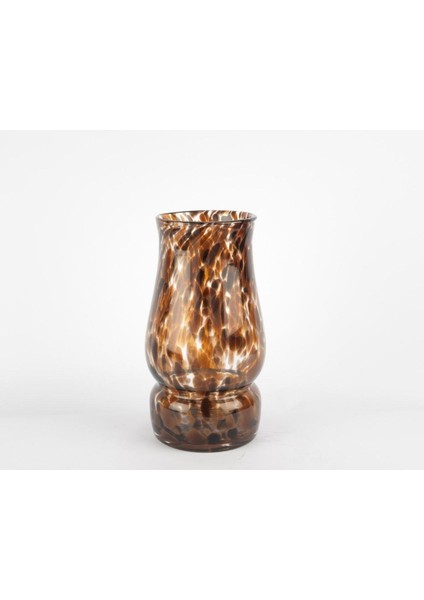 Kahverengi Desenli Cam Vazo 27X15CM