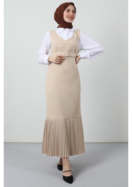 Pileli Kemerli Jile Bej modelleri