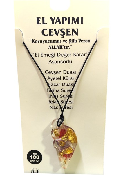 100 Sayfa Içerikli Epoksi Desenli El Yapımı Cevşen Kolye