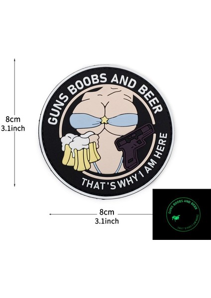 Da 3D Pvc Patch Guns Boobs And Beer Fosforlu DA-NAS-108