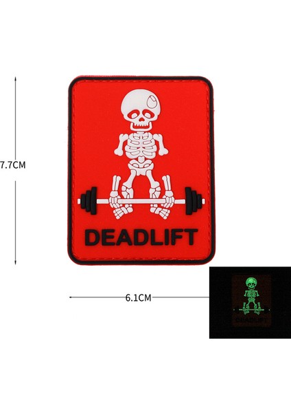 Da 3D Pvc Patch Deadlıft Skeleton Fosforlu - Kırmızı DA-NAS-204