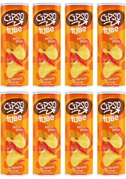 Tube Acı Baharat Aromalı Cips 160 gr x 8 Adet